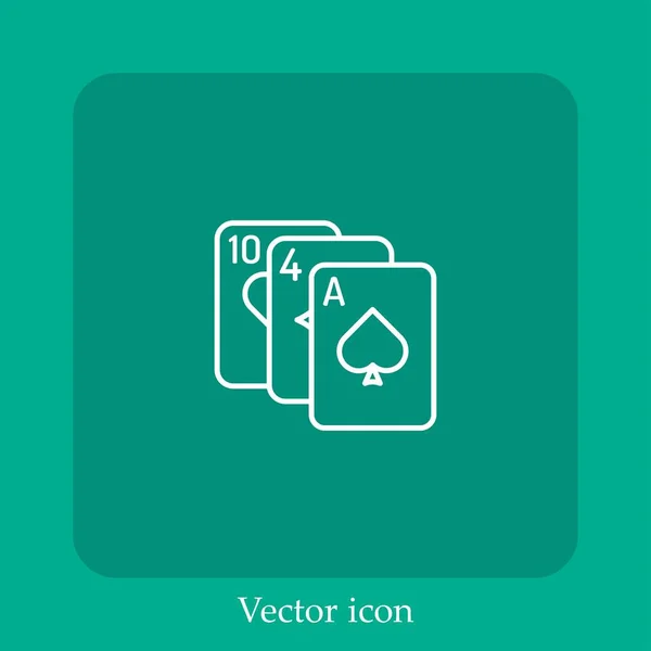 Ícone Vetor Jogo Cartas Linear Icon Line Com Curso Editável — Vetor de Stock