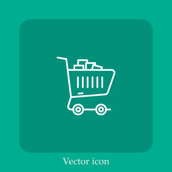 Cart Vector Icon Linear Icon Line Editable Stroke — Stock Vector