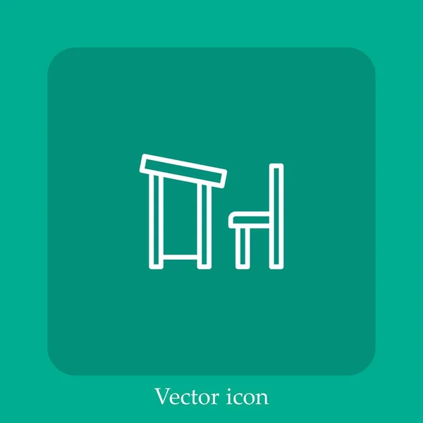 Silla Escritorio Icono Vector Icon Line Lineal Con Carrera Editable — Vector de stock