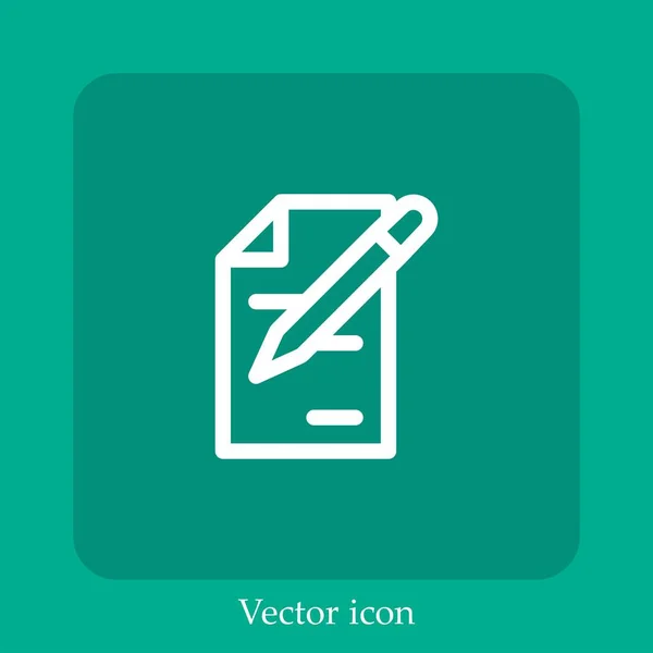 Ícone Vetorial Documento Linear Icon Line Com Curso Editável — Vetor de Stock