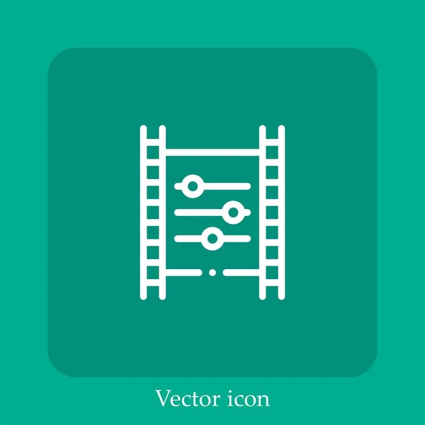 Icono Vector Película Icon Line Lineal Con Carrera Editable — Vector de stock