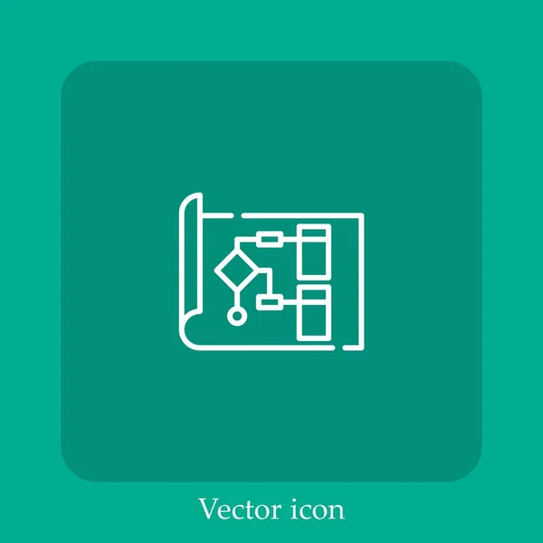 Diagrama Flujo Icono Vectorial Icon Line Lineal Con Carrera Editable — Vector de stock
