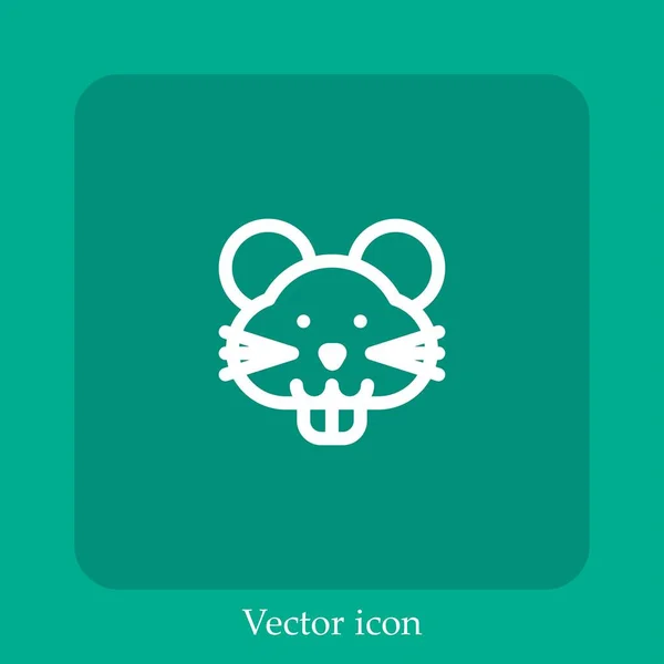 Icône Vectorielle Hamster Icône Linéaire Ligne Avec Course Modifiable — Image vectorielle