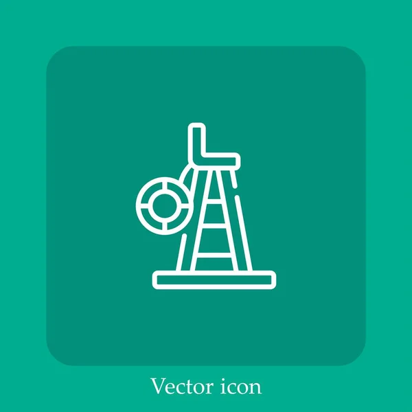 Icône Vectorielle Chaise Sauveteur Icône Linéaire Ligne Avec Course Modifiable — Image vectorielle
