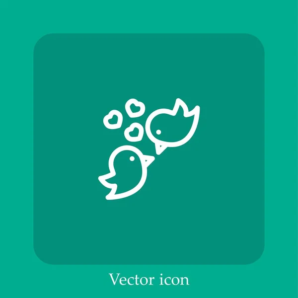 Láska Ptáci Vektorová Ikona Lineární Ikona Čára Upravitelným Tahem — Stockový vektor