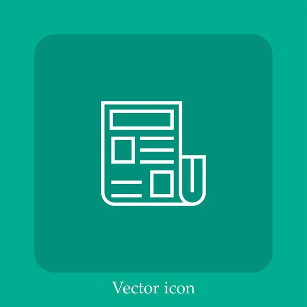 Icono Vector Periódico Icon Line Lineal Con Carrera Editable — Vector de stock