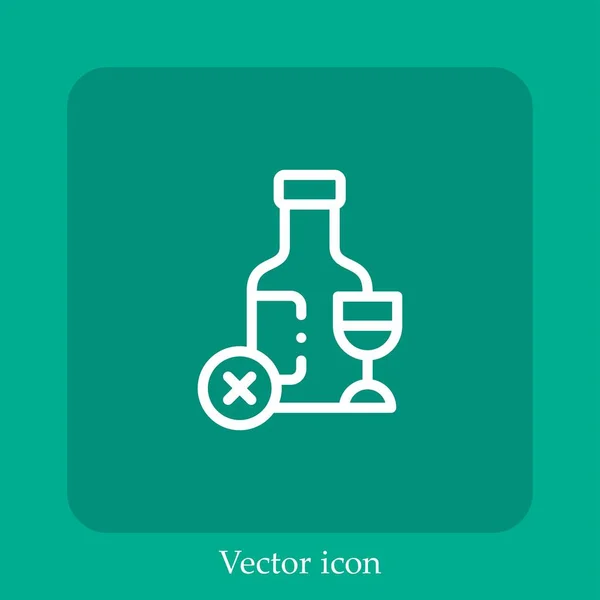 Geen Alcohol Vector Pictogram Lineair Icon Line Met Bewerkbare Slag — Stockvector