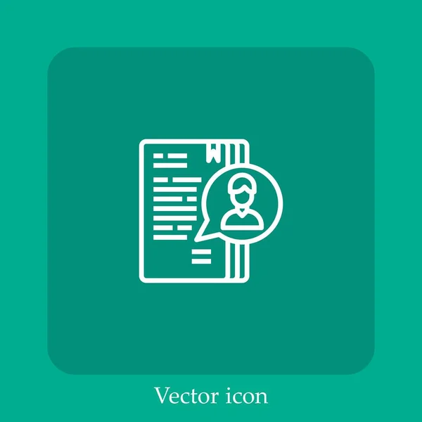 Reanudar Icono Vector Icon Line Lineal Con Carrera Editable — Vector de stock