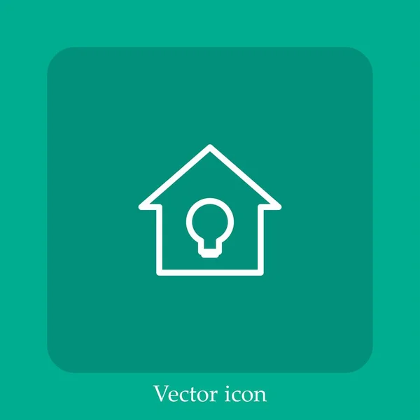 Icône Vectorielle Maison Intelligente Icône Linéaire Ligne Avec Course Modifiable — Image vectorielle