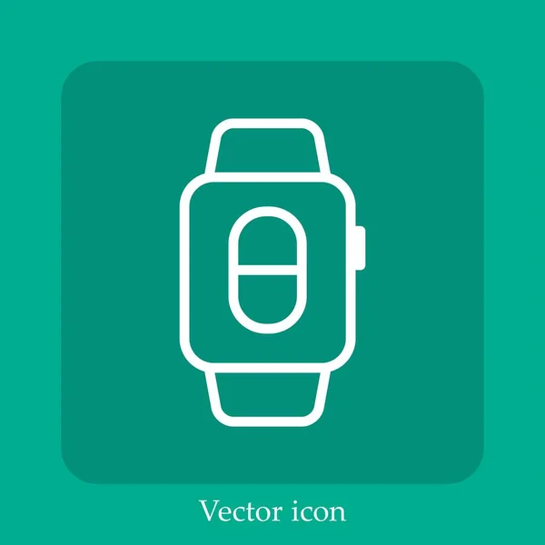 Ikona Wektora Smartwatch Ikona Liniowa Linia Edytowalnym Pociągnięciem — Wektor stockowy