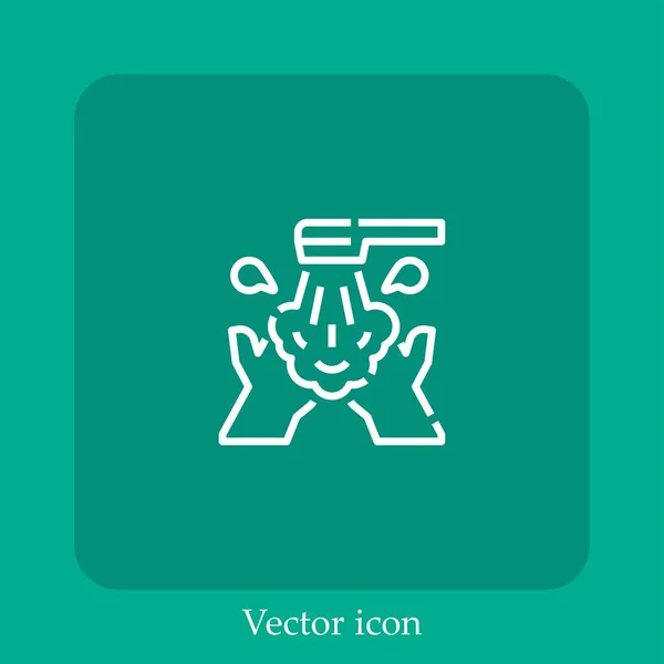 Мытье Рук Векторный Значок Linear Icon Line Редактируемым Штрихом — стоковый вектор