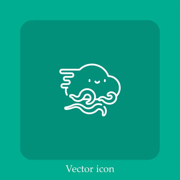 Wind Vector Pictogram Lineair Icon Line Met Bewerkbare Slag — Stockvector