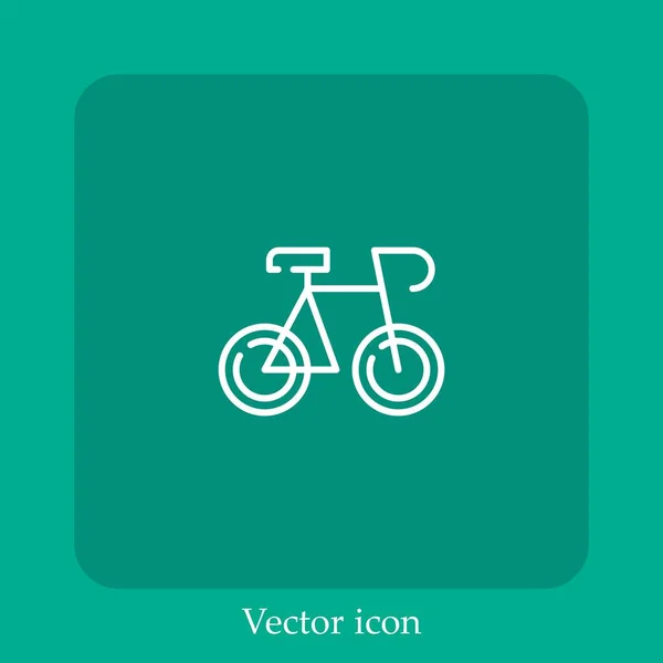 Icono Vector Bicicleta Icon Line Lineal Con Carrera Editable — Vector de stock