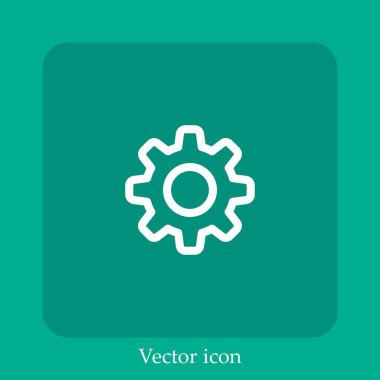 Cogwheel vektör doğrusal simgesi. Düzenlenebilir vuruş çizgisi