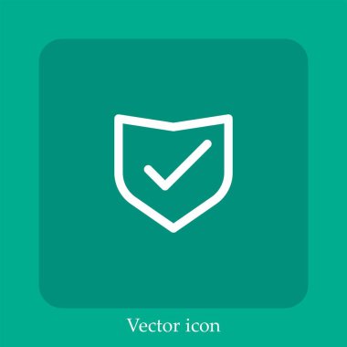 Kalkan vektör doğrusal simgesi. Düzenlenebilir vuruşla çizgi