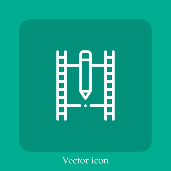 Editor Películas Icono Vectorial Icon Line Lineal Con Carrera Editable — Vector de stock