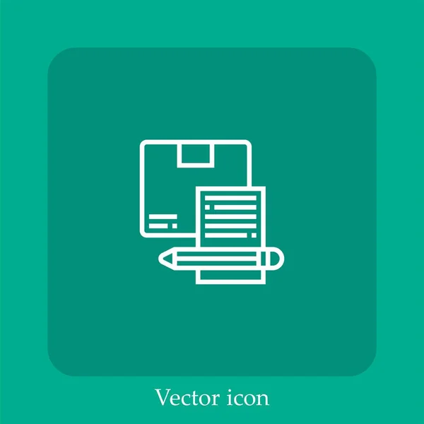 Icono Vector Inventario Icon Line Lineal Con Carrera Editable — Vector de stock