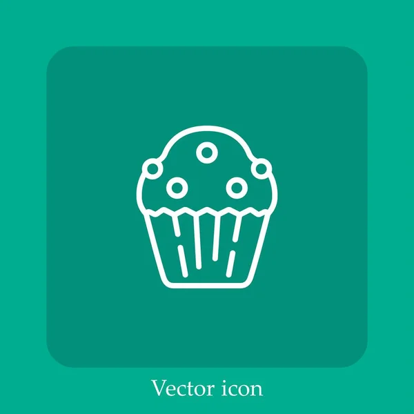 Ícone Vetor Muffin Linear Icon Line Com Curso Editável — Vetor de Stock