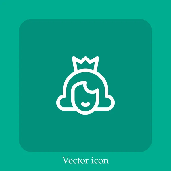 Ícone Vetorial Rainha Linear Icon Line Com Curso Editável — Vetor de Stock