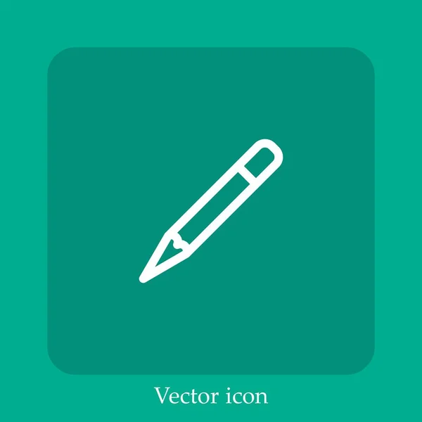 Icono Del Vector Lápiz Icon Line Lineal Con Carrera Editable — Vector de stock