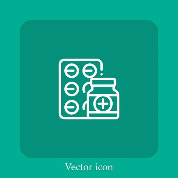 Pilules Icône Vectorielle Icône Linéaire Ligne Avec Course Modifiable — Image vectorielle