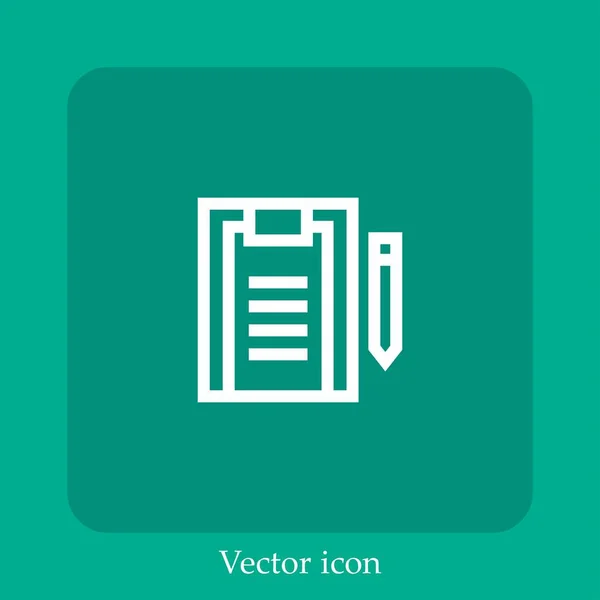 Clipboard Ícone Vetor Linear Icon Line Com Curso Editável — Vetor de Stock