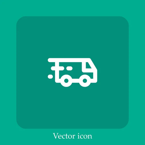 Delivery Truck Vector Icon Linear Icon Line Editable Stroke — Stock Vector