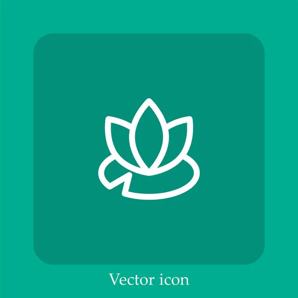 Ícone Vetor Flor Lótus Linear Icon Line Com Curso Editável — Vetor de Stock