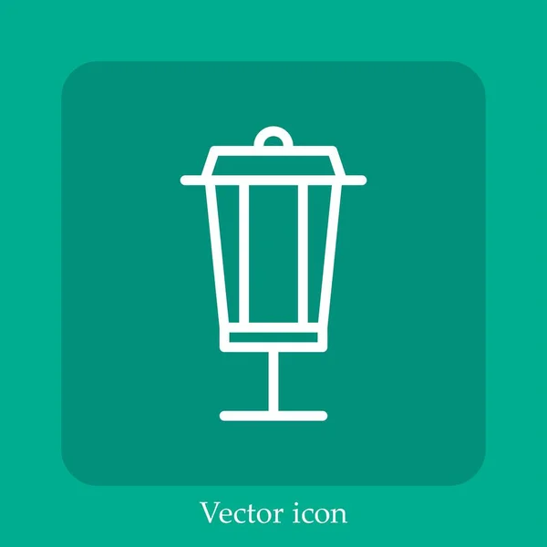 Icono Del Vector Lámpara Calle Icon Line Lineal Con Carrera — Vector de stock
