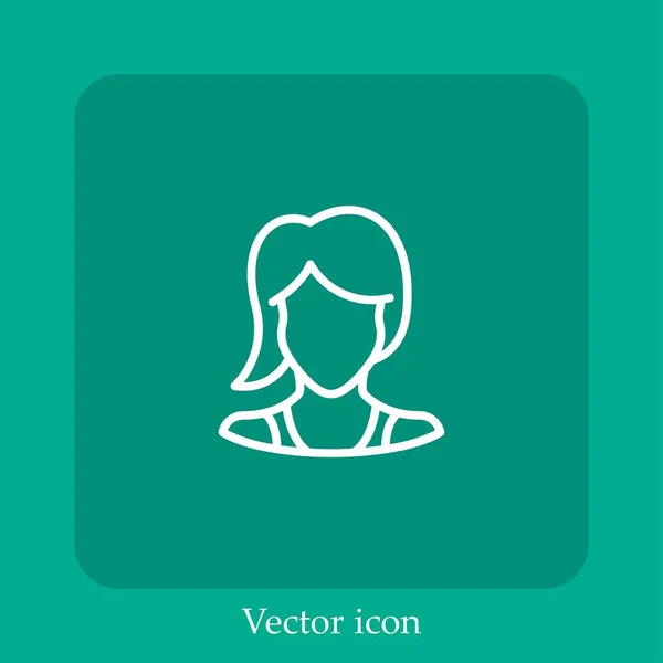 Mujer Icono Vectorial Icon Line Lineal Con Carrera Editable — Vector de stock