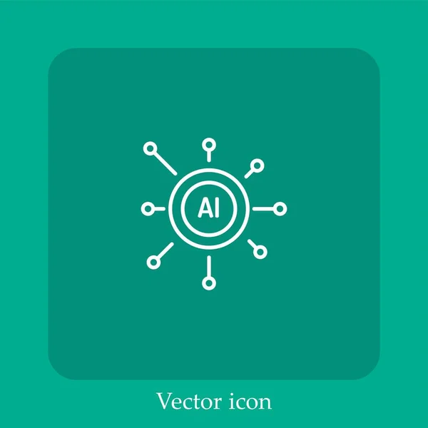 Icône Vectorielle Intelligence Artificielle Icône Linéaire Ligne Avec Course Modifiable — Image vectorielle