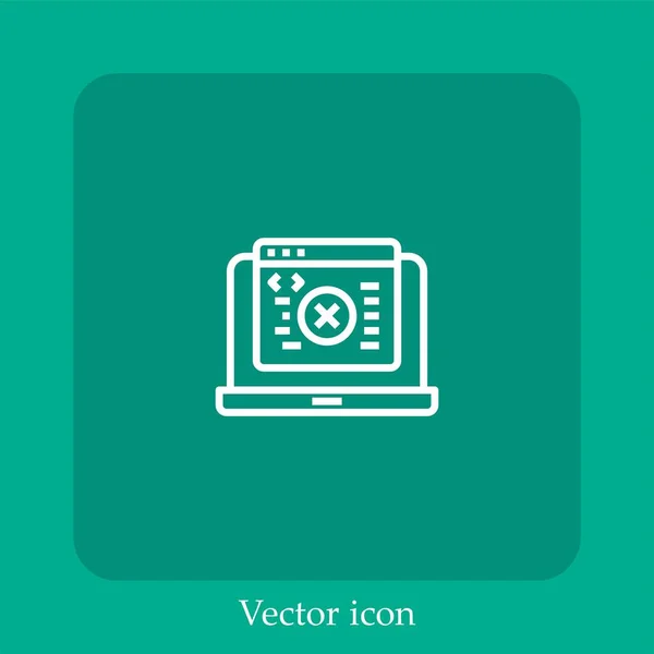 Icône Vectorielle Codage Icône Linéaire Ligne Avec Course Modifiable — Image vectorielle