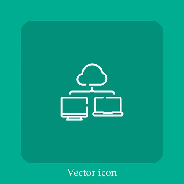 Icono Vector Nube Icon Line Lineal Con Carrera Editable — Vector de stock