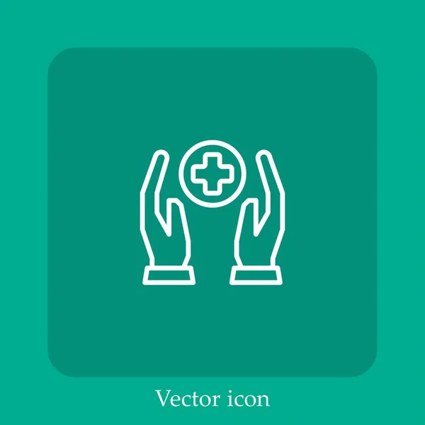 Icône Vectorielle Santé Icône Linéaire Ligne Avec Course Modifiable — Image vectorielle