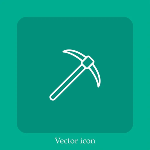 Ícone Vetorial Pickaxe Linear Icon Line Com Curso Editável — Vetor de Stock