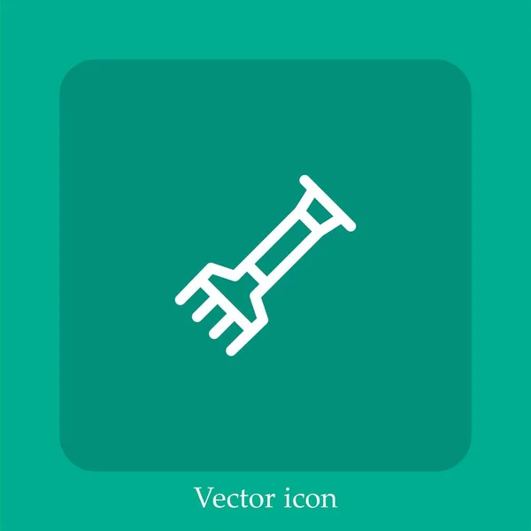 Icono Del Vector Rastrillo Icon Line Lineal Con Carrera Editable — Vector de stock