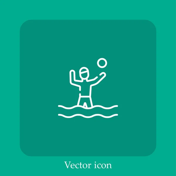 Icône Vectorielle Water Polo Icône Linéaire Ligne Avec Course Modifiable — Image vectorielle
