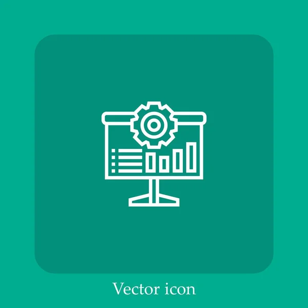 Icono Del Vector Gráfico Barras Icon Line Lineal Con Carrera — Vector de stock