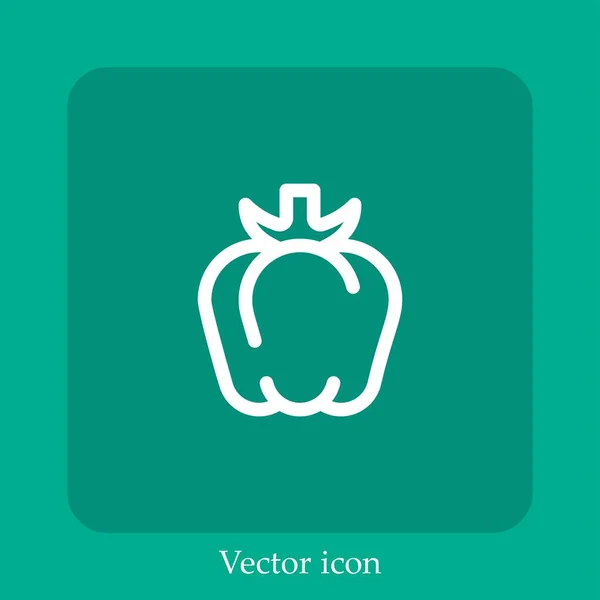 Ícone Vetor Pimentão Ícone Linear Icon Line Com Curso Editável — Vetor de Stock