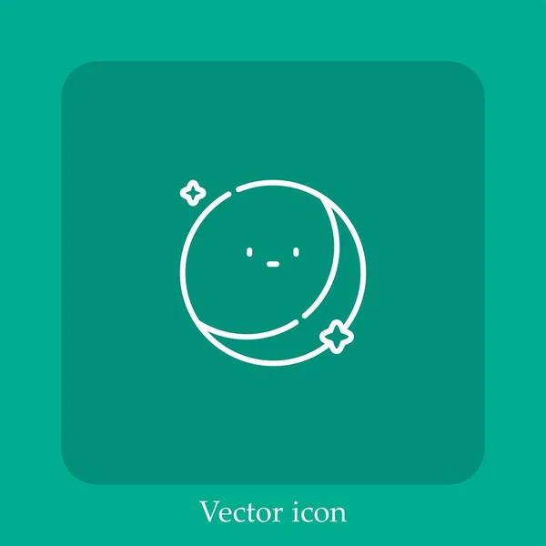 Luna Creciente Icono Vector Luna Icon Line Lineal Con Carrera — Vector de stock