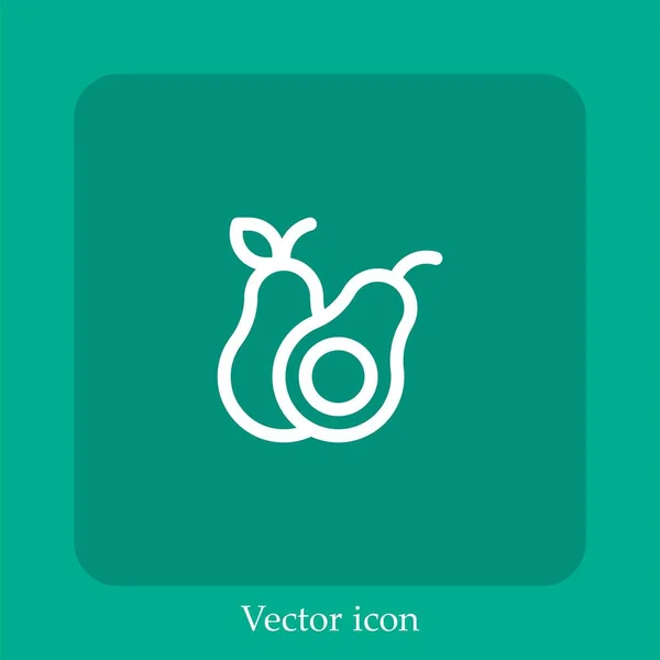 Ícone Vetorial Abacate Linear Icon Line Com Curso Editável — Vetor de Stock