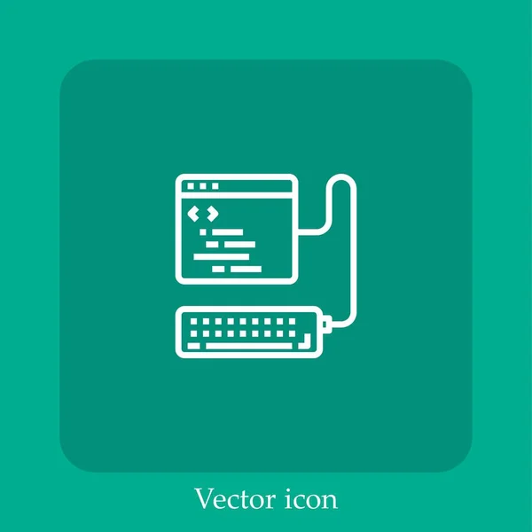 Codificação Ícone Vetor Linear Icon Line Com Curso Editável — Vetor de Stock