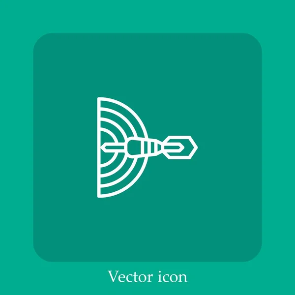Icône Vectorielle Fléchettes Icône Linéaire Ligne Avec Course Modifiable — Image vectorielle