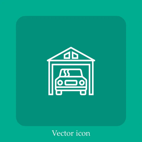 Ikona Garážového Vektoru Lineární Ikonou Čára Upravitelným Tahem — Stockový vektor