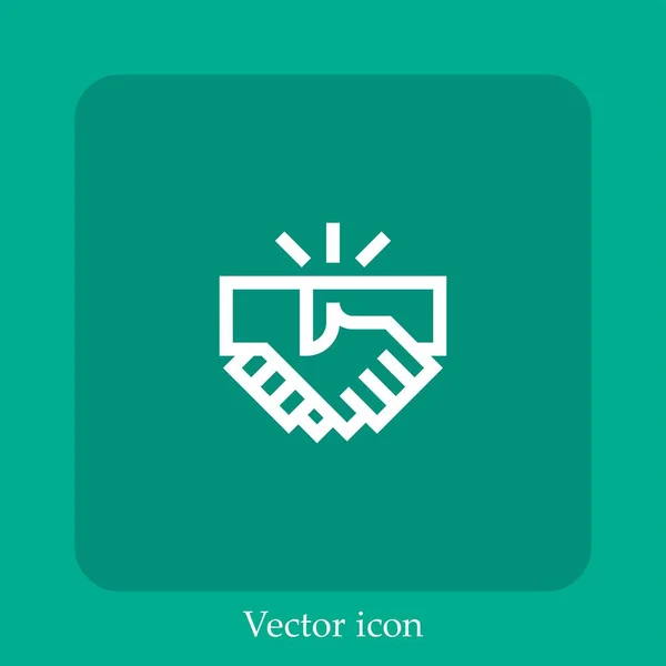 Ícone Vetor Handshake Linear Icon Line Com Curso Editável — Vetor de Stock