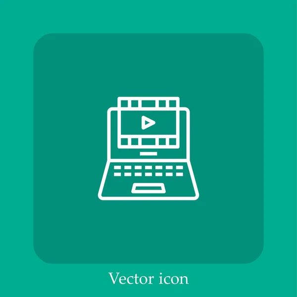 Icono Vector Película Icon Line Lineal Con Carrera Editable — Vector de stock