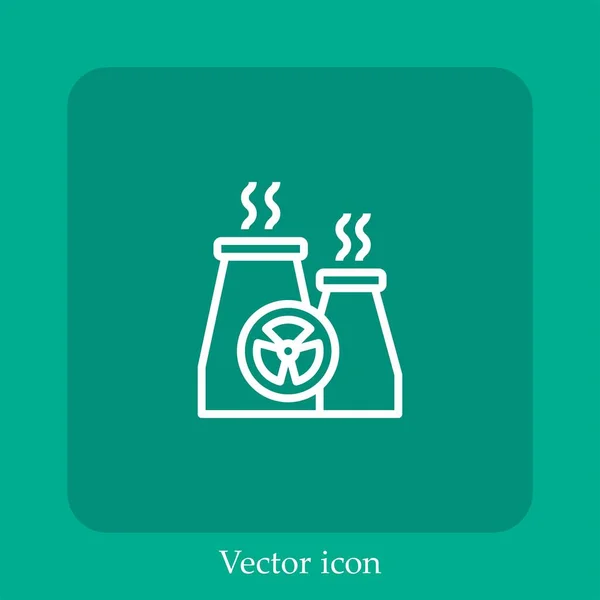 Ícone Vetorial Nuclear Planta Linear Icon Line Com Curso Editável — Vetor de Stock