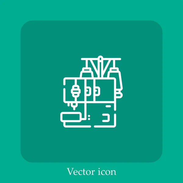 Máquina Costura Ícone Vetor Linear Icon Line Com Curso Editável — Vetor de Stock
