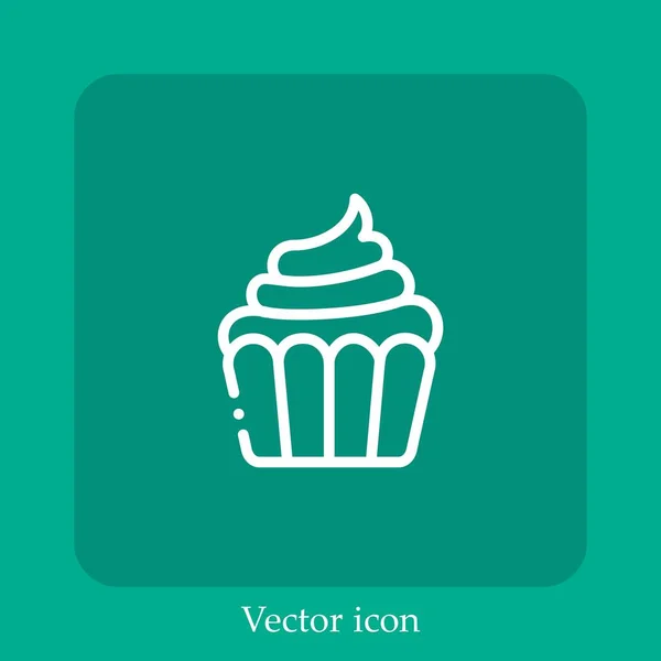 Cupcake Vector Icon Linear Icon Line Editable Stroke — Stock Vector