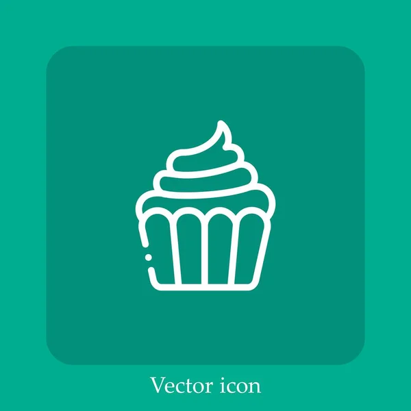 Icône Vectorielle Cupcake Icône Linéaire Ligne Avec Course Modifiable — Image vectorielle